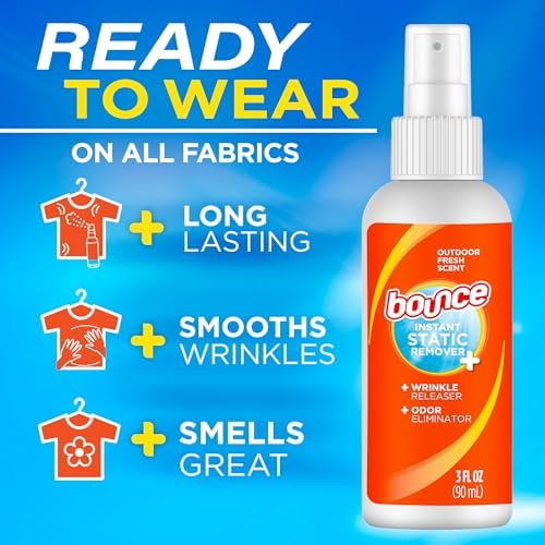 Bounce Anti Static Spray, 3 in 1 Instant Anti Static Spray & Instant Wrinkle Release, Odor Eliminator & Fabric Refresher, Travel Size (3 Oz,Pack of 3) - Image 3