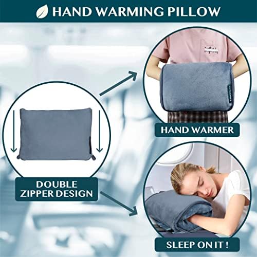 PAVILIA Travel Blanket Pillow, Soft Airplane Blanket 2-IN-1 Combo Set, Plane Blanket Compact Packable, Flight Essentials Car Pillow, Travelers Gift Accessories Luggage Backpack Strap, 60x43 Slate Blue - Image 4