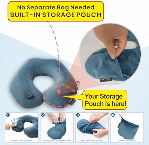 Inflatable Travel Neck Pillow for Airplane Train Car Washable Pillowcase U Shaped Office Napping Pillow - Image 2