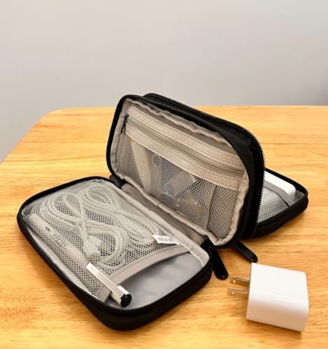 Travel Tech Carrying Pouch - Portable Electronics Organizer Travel Case, Portable Tech Organizer, All-in-One Storage Bag for Charging Cable (Small, Black, Small) - Image 2