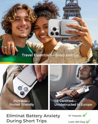 LISEN Ultra Slim MagSafe Power Bank,5000mAh Wireless Slim MagSafe Battery Pack,Magnetic Portable Charger,Magnetic Power Bank for iPhone 17 Pro Max Plus Air/16-12 Series,Gifts for Men Women - Image 3