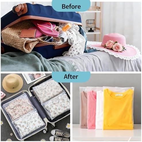 30pcs Packaging Bags for Clothing, 5 Different Sizes Reusable Clear Frosted Plastic Apparel Bags for Travel Storage- Shirts, Sweatshirts, Underwear, Bathing Suit, with Vent Holes - Image 3