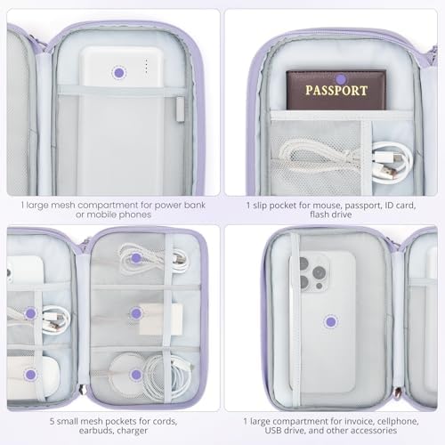 Skycase Tech Pouch - Lightweight Electronics Organizer Travel Case, Double Layers Cable Organizer, All-in-One Storage Bag for Charger, Cord, Phone, Flash Drive, Accessories - Image 5