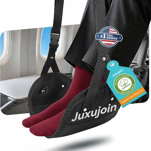 Ergonomic Airplane Foot Hammock(Memory Foam)-Ultimate Comfort Foot Hammock for Plane Travel Essentials to Relax Your Feet, Portable Airplane Foot Rest with Adjustable Strap, Perfect for Long Flight