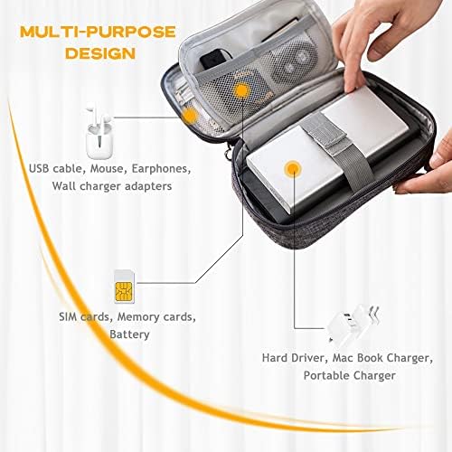 Electronic Organizer Bag Cable Organizer Travel Cord Organizer Case Pouch Portable Carrying Case for Charger Hard Drive Earphone USB SD Card (Black) - Image 3