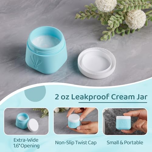 INSFIT 8 Pack Silicone Travel Bottles & Cream Jars with Toiletry Bag, 3oz Leakproof Containers & 2oz Jars with Waterproof Labels, BPA-Free Squeezable Toiletries Set for Shampoo, Lotion, Cosmetics - Image 4