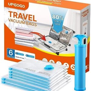 Vacuum Travel Bags Combo 6 Pack - Space Saver Vacuum Storage Bags for Clothing, Blankets, Pillows - Travel Essentials