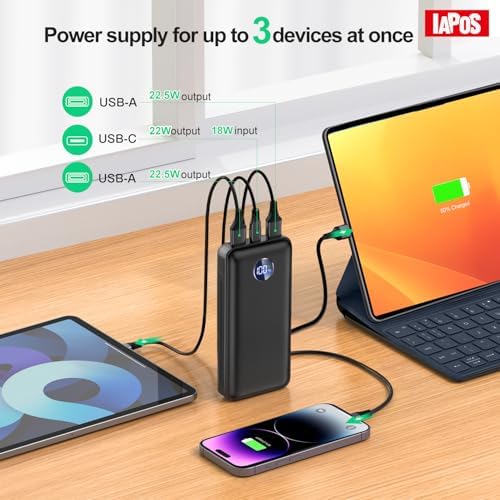 Portable Charger 40000mah Power Bank, USB-C (22.5W) Fast Charging Battery Pack Portable Phone Charger for iPhone 16 Pro/16/15/14/13 Series, Android Samsung Galaxy, Battery Bank for Travel Camping - Image 4