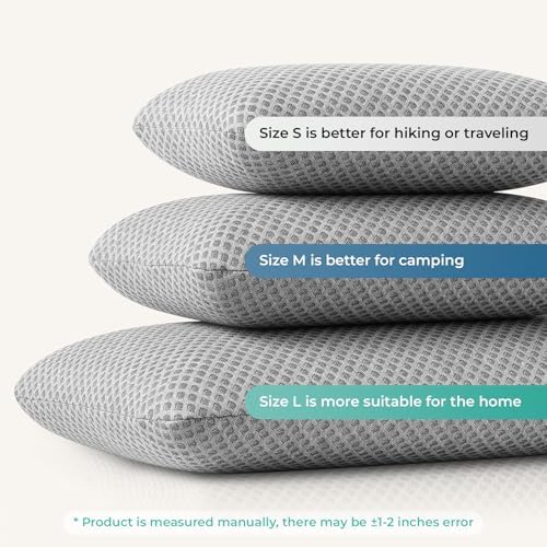 Travel Pillow Memory Foam Pillows, Camping Pillow-Compressible Medium Firm, Breathable Cover, Ideal Backpacking Hiking, Bed Pillows, Airplane and Car (Light Grey, S) - Image 7