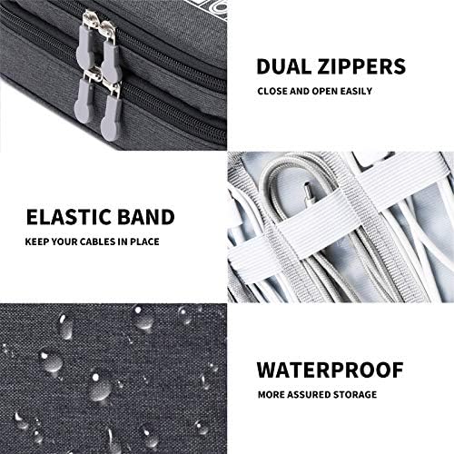 Lanola Travel Cable Organizer Bag, Electronic Accessories Case Portable Double Layer Cable Storage Bag for Cord,phone,Charger, Flash Drive, Phone, SD Card,Personal Items - (Black) - Image 7