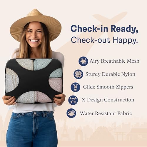 Shacke Packing Cubes for Travel 5 Set - Compression Luggage Organizer Bags - Versatile Travel Organizer for Women and Men - Optimized Packing Bags - Travel Essentials (Pure Black) - Image 5