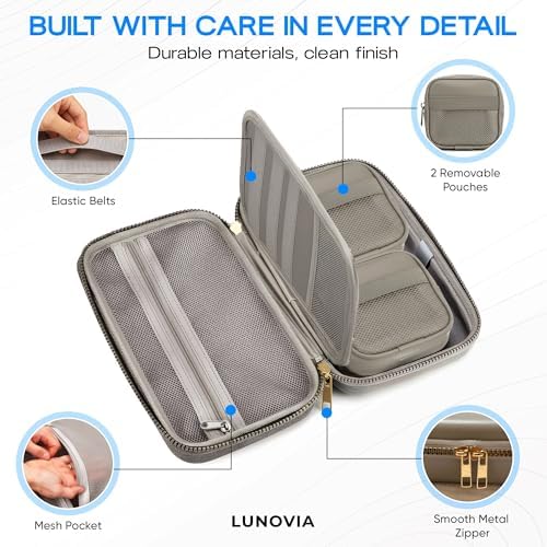 Hard Shell Tech Organizer – Protective Travel Case for Cables, Chargers & Accessories | Slim Modular Electronics Organizer with Removable Pouches - Image 7