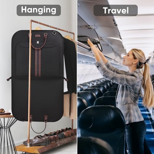 BALEINE Travel Garment Bag, Travel Suit Bag for Men, 42'' Waterproof Carry on Garment Bag for Hanging Clothes, Garment Duffel Bag for Travel Business (Black) - Image 6