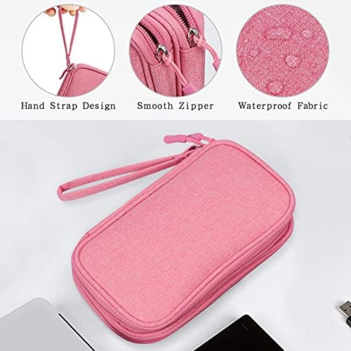 Skycase Electronic Organizer Travel Case - Waterproof Travel Cord Pouches for Organization, Cable Organizer, All-in-One Double Layers Storage Bag for Accessories, Charger, Cable, Pink - Image 4