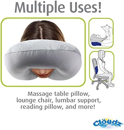 Cloudz Dual Comfort Microbead Airplane Travel Neck Pillow. Super Soft Cozy Plush Fabric on One Side, Cool Relaxing Spandex on The Other! Customize Your Comfort and Support at Home or On The Go!- Blue - Image 5