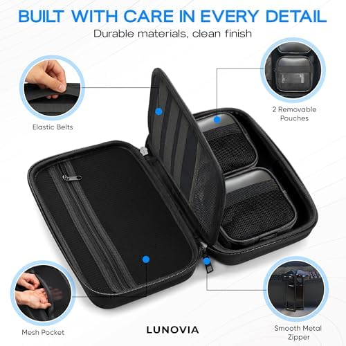 Hard Shell Tech Organizer – Protective Travel Case for Cables, Chargers & Accessories | Slim Modular Electronics Organizer with Removable Pouches - Image 7