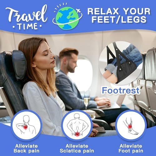 2-Pack Airplane Travel Footrest Hammock - Perfect Airplane Foot Hammock to Relax Your Feet - Travel Essentials Comfy Foot Hanger Plane Footrest for Long Trip - Image 2
