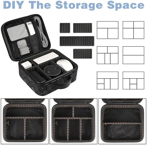 MATEIN Cable Organizer Bag, Waterproof Travel Electronic Storage, Shockproof Portable Double Layer Tech Bags Carrying Case for Cord, Earbuds, Charger, SD Card, DJ Gifts, Black - Image 5