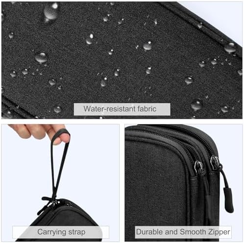 FYY Travel Cable Organizer Pouch Electronic Accessories Carry Case Portable Waterproof Double Layers All-in-One Storage Bag for Cord, Charger, Phone, Earphone Black - Image 4