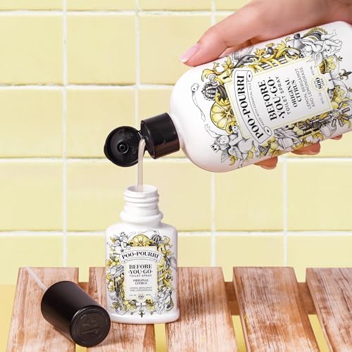 Poo-Pourri Before-You-Go Toilet Spray, Original Citrus, 2 Fl Oz, Up to 100 Uses, Bathroom Odor Deodorizer with Essential Oils for Home or Work, Travel Essentials, TSA Approved Size, Lemon Bergamot - Image 11