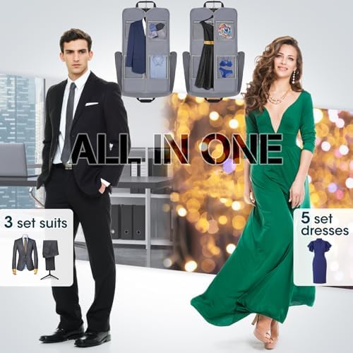 RAINSMORE Garment Bags for Travel Carry On Garment Bag for Hanging Clothes, Suit Bag for Business Trips with Shoes bag & Shoulder Strap, Waterproof Foldable Suit Luggage Bag for Men Women, Black - Image 8