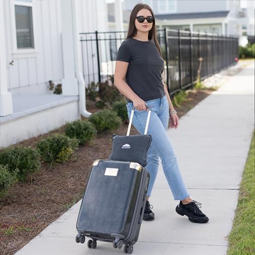 BlueHills Premium Soft Travel Blanket Pillow Airplane Flight Blanket Throw Bag Pillowcase Compact Large 2 in 1 Combo Warm Traveling Plane Essentials Portable Gifts Lightweight Grey Gray T007 - Image 6