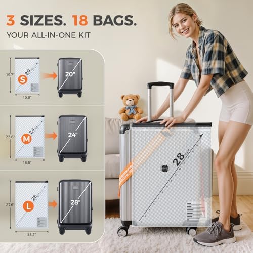 Nicetree 18-Pack Vacuum Seal Bags with Rechargeable Wireless Pump | 3 Sizes (20/24/28 Inch) Travel Vacuum Storage Bags for Clothing, Bedding & Seasonal Storage | Space Saver for Luggage - Image 4
