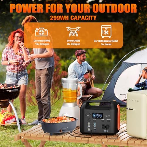 Portable Power Station, 600W (1200W Peak) 299Wh LiFePO4 Solar Generator Pure Sine Wave 110V AC Car Outlets PD 60W QC3.0 Backup Power Supply Bank for Camping, Blackout, CPAP - Image 3