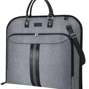 BALEINE Travel Garment Bag, Travel Suit Bag for Men, 42'' Waterproof Carry on Garment Bags for Hanging Clothes, Garment Duffel Bag for Travel Business (Grey)