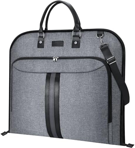 BALEINE Travel Garment Bag, Travel Suit Bag for Men, 42'' Waterproof Carry on Garment Bags for Hanging Clothes, Garment Duffel Bag for Travel Business (Grey)