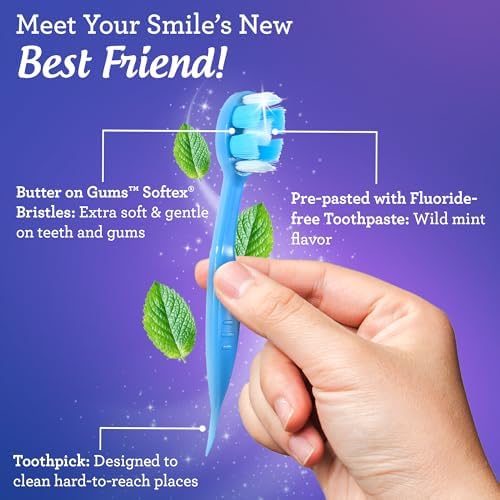 GuruNanda Ready-to-Go Disposable Mini Travel Toothbrushes - Butter on Gums Softex Bristles, Pre-Pasted Toothbrush & Toothpick - Fluoride-Free, No Rinsing Needed, 70 Ct - Image 5
