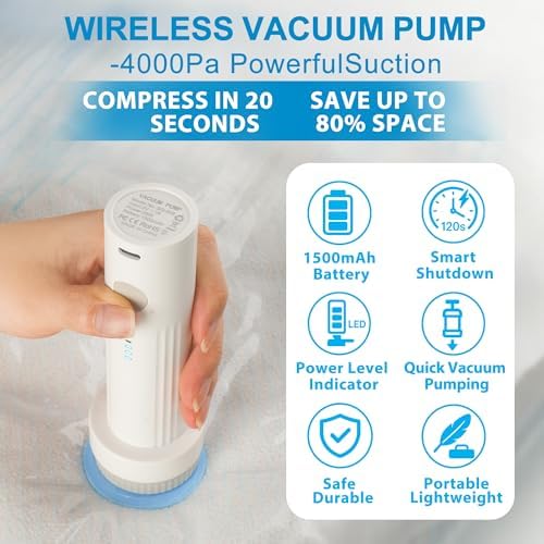 Vacuum Seal Bags for Clothing Travel, 12 Pack Vacuum Storage Bags for Clothes with Portable Electric Pump, Space Saver Bags for Luggage Traveling and Clothing - Image 4