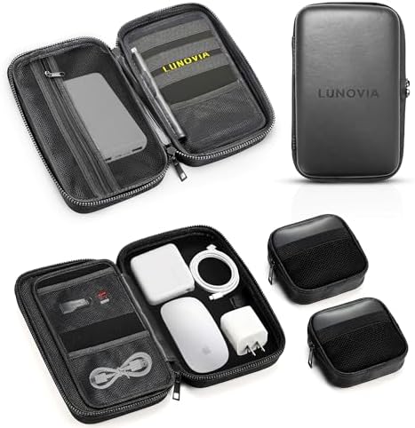 Hard Shell Tech Organizer – Protective Travel Case for Cables, Chargers & Accessories | Slim Modular Electronics Organizer with Removable Pouches - Image 3