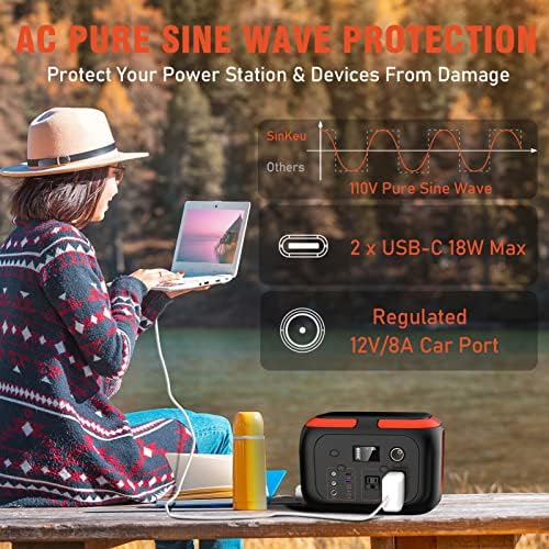 SinKeu Portable Power Station 600W, 296Wh/80000mAh Backup Lithium Battery Pack Bank, 110V Pure Sine Wave AC Outlet Solar Generator for Camping Emergency RV Outdoor Hurricane Supplies - Image 5