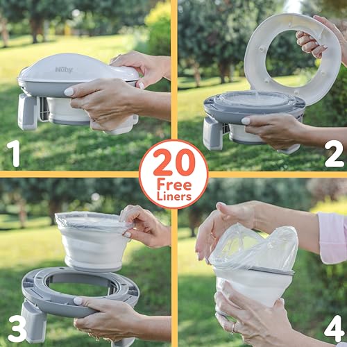 Nuby On-The-Go Portable Potty Seat - Travel Toilet Seat for Boys and Girls 18+ Months - Includes Storage Bag and Disposable Potty Liners - Toddler Travel Essentials - Toddler Potty Training Toilet - Image 6