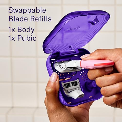 Flamingo Travel Razor Kit for Women – Body & Pubic Razor – Mini Handle, 2 Blade Refills, 2 Travel Size Foaming Shave Gels & Vented Case - Image 2