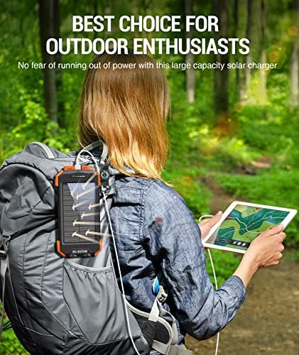 BLAVOR Solar Power Bank 10,000mAh, Portable Wireless Charger, 20W Fast Charging External Battery Pack with USB C for Cell Phones, Solar Panel Charging with Dual Flashlight for Camping - Image 9