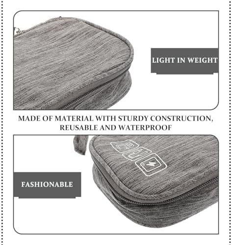 Portable Charging Cable Organizer Bag Mini Storage Pouch for Travel Electronics Accessories, Gray Compact Tech Cord Organizer Case for Phone Chargers and Earphones - Image 5