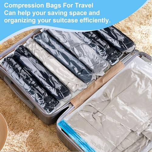 10 PCS Compression Bags for Travel Essentials, 3 Sizes Space Saver Bags, No Vacuum or Pump Needed, Roll Up Vacuum Packing for Clothing Storage, Cruise Accessories, Luggage & Home Organizers - Image 5
