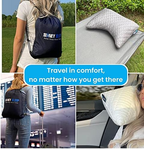 Sidney Sleep Mini Travel Size Neck Pillow - Knee, Back Lumbar and Support - Small Curved Pillow - 14 x 19 Inches - Adjustable Loft - Washable - Drawstring Backpack Included (Mini - Grey) - Image 2