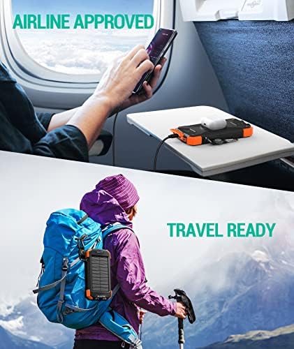 BLAVOR Solar Power Bank 10,000mAh, Portable Wireless Charger, 20W Fast Charging External Battery Pack with USB C for Cell Phones, Solar Panel Charging with Dual Flashlight for Camping - Image 8
