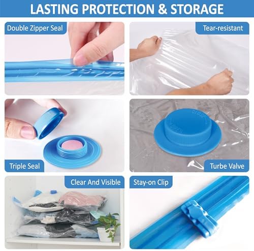 Cozy Essential Travel Vacuum Storage Bags with Rechargeable Cordless Electric Pump, Space Saver Bags for Luggage, Suitcase, Carry-On, for Clothes, Blankets, Comforters, Pillows, 10 Combo - Image 6