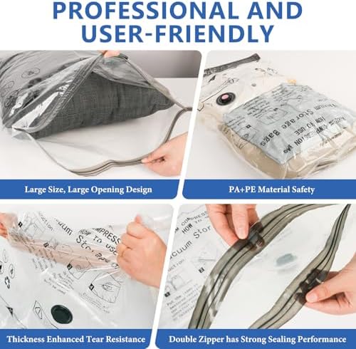 NESCCI Travel Vacuum Bags for Clothing with Rechargeable Wireless Air Pump,18 Pack Compression Seal Packing Bags for Luggage Suitcase,Carry-on Size Space Saver Vacuum Storage Bags - Image 6