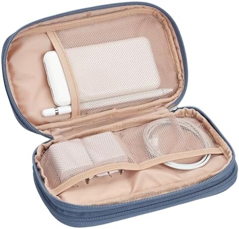 NISHEL Travel Cord Organizer Case, Double Layers Tech Electronic Bag, Essentials for Charger, Cable, Phone, Flash drive, Medium, Aegean-Blue - Image 4