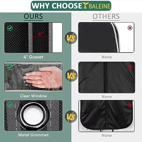 BALEINE 1PK Heavy Duty Garment Bag with Shoe Storage Travel Bag for Dresses, Suit, Coats Travel Essential (43", Black) - Image 6
