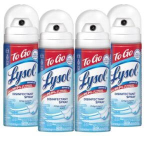 Lysol To Go Disinfectant Spray, Crisp Linen, Travel Size - 1.5 oz (Pack of 4)