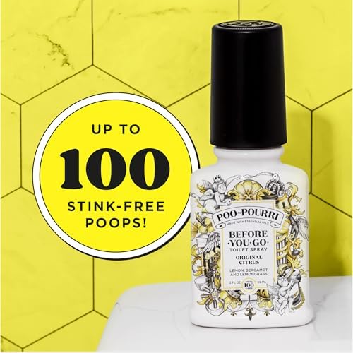 Poo-Pourri Before-You-Go Toilet Spray, Original Citrus, 2 Fl Oz, Up to 100 Uses, Bathroom Odor Deodorizer with Essential Oils for Home or Work, Travel Essentials, TSA Approved Size, Lemon Bergamot - Image 7