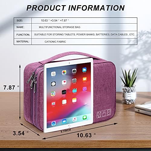 SELLYFELLY Electronic Bag Travel Cable Accessories Bag Waterproof Double Layer Electronics Organizer Portable Storage Case for Cable, Cord, Charger, Phone, Adapter, Power Bank, Kindle, Hard Drives - Image 2