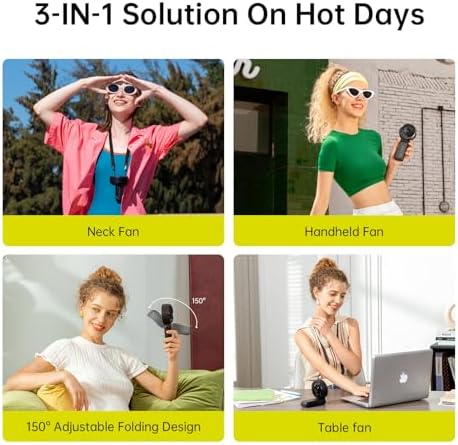 JISULIFE Handheld Fan Life7 – Ultimate Flexibility: High-Power Motor, LED Display, 19.5 Hrs Cooling, 5000mAh Rechargeable, 5-Speed, Foldable Design, 3-IN-1 Portable Fan for Travel Cruise Beach(Black) - Image 2