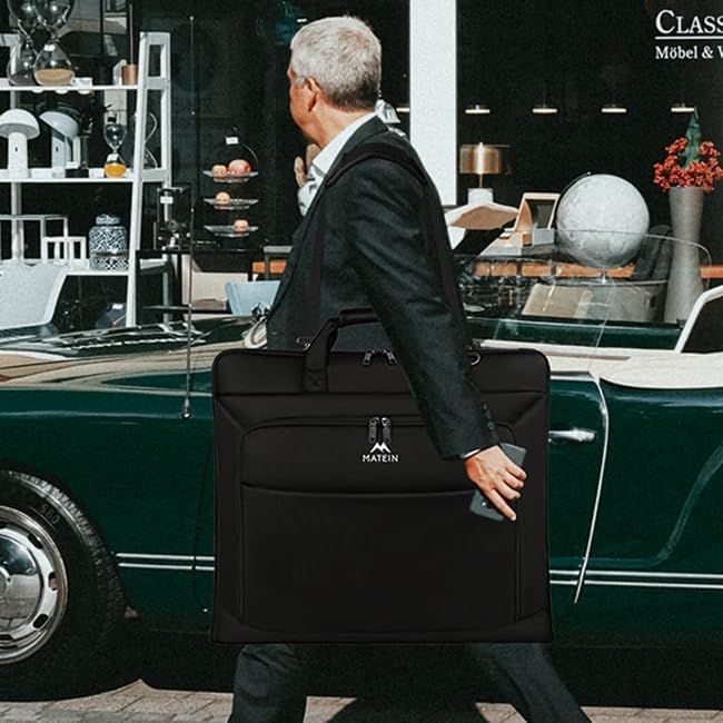 MATEIN Garment Bag for Travel, Large Carry on Garment Bags with Strap for Business, Waterproof Hanging Suit Luggage Bag for Men Women, Wrinkle Free Suitcase Cover for Shirts Dresses Coats, Black - Image 2